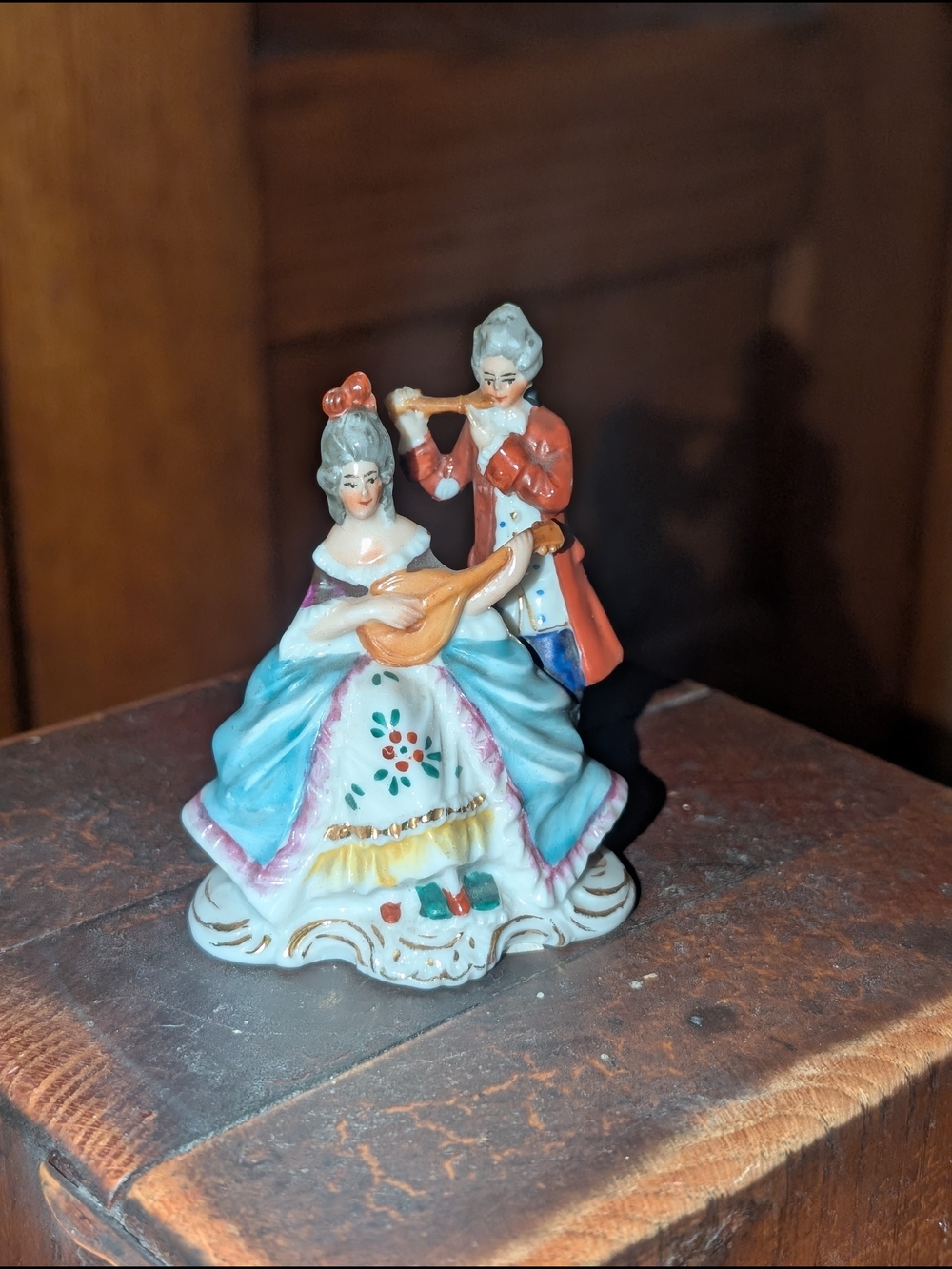 Napco National Pottery Co Vintage German 18th century couple 1950s musician